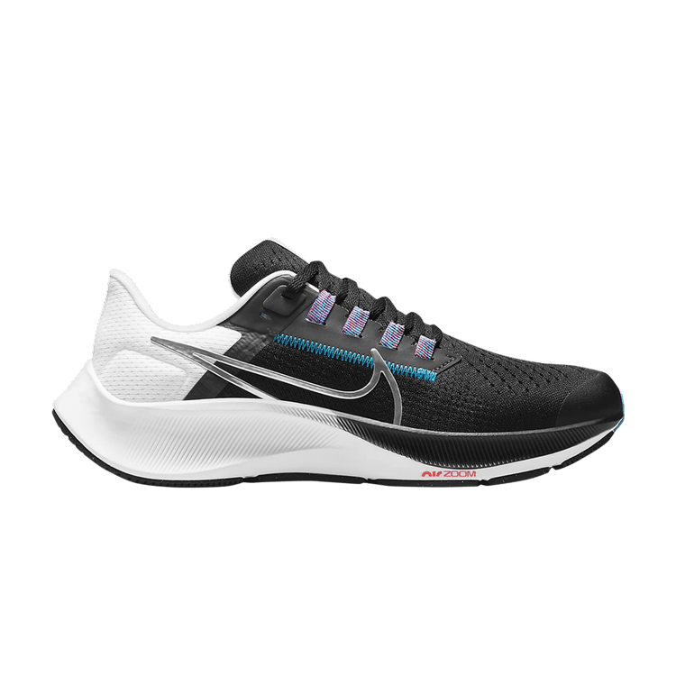Nike Air Zoom Pegasus 38 GS 'Black Metallic Silver' — Black/White/Chlorine Blue/Metallic Silver