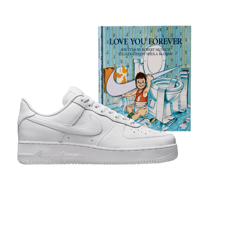 NOCTA x Nike Air Force 1 Low 'Certified Lover Boy' With Love You Forever Book — White/White/Cobalt Tint/White