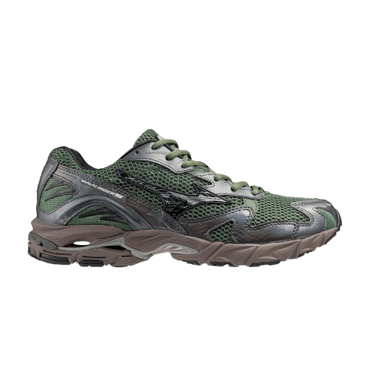 Mizuno Wave Rider 10 'Agave Green Metallic Grey' — Agave Green/Black Sand/Metallic Grey