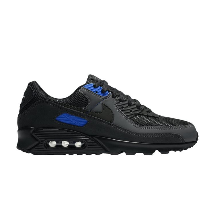Nike Air Max 90 'Black Hyper Royal' — Black/Dark Smoke Grey/Iron Grey/Black