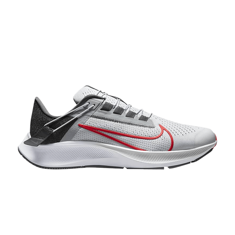 Nike Air Zoom Pegasus 38 FlyEase Extra Wide 'Pure Platinum Chile Red' — Pure Platinum/Wolf Grey/Iron Grey/Chile Red