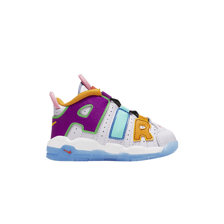 Nike Air More Uptempo TD 'Mix n Match' — Barely Grape/Opti Yellow/Vivid Purple/Orange Peel