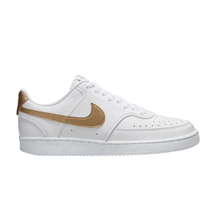 Nike Wmns Court Vision Low Next Nature 'White Metallic Gold' — White/White/Metallic Gold