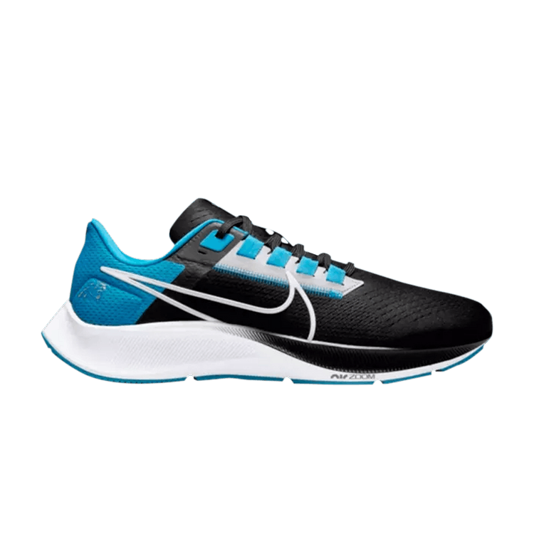 Nike NFL x Air Zoom Pegasus 38 'Carolina Panthers' — Black/Tidal Blue/Medium Silver/White