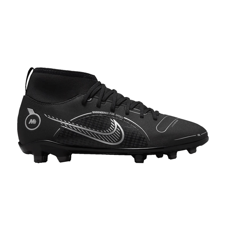 Nike Mercurial Superfly 8 Club MG GS 'Black Metallic Silver' — Black/Medium Ash/Metallic Silver