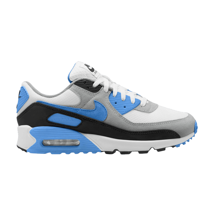 Nike Air Max 90 'White Blue Crystal' — White/Light Smoke Grey/Black/Blue Crysta