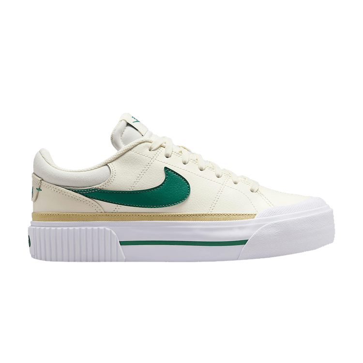 Nike Wmns Court Legacy Lift 'Sail Evergreen Aura' — Sail/White/Team Gold/Evergreen Aura