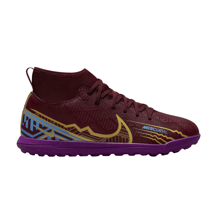 Kylian Mbappé x Nike Mercurial Superfly 9 Club TF GS 'Dark Beetroot' — Dark Beetroot/University Blue/Vivid Purple/Metallic Vivid Gold