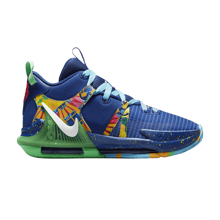Nike LeBron Witness 7 GS 'Kaleidoscope' — Deep Royal Blue/Game Royal/Electric Algae/White