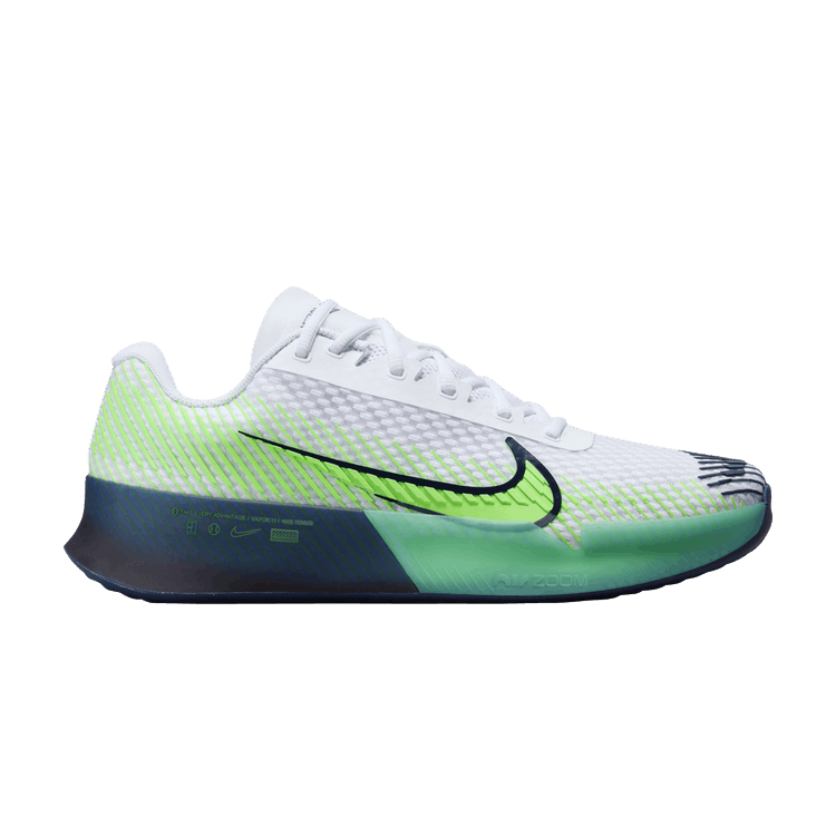NikeCourt Air Zoom Vapor 11 HC 'White Green Strike Navy' — White/Green Strike