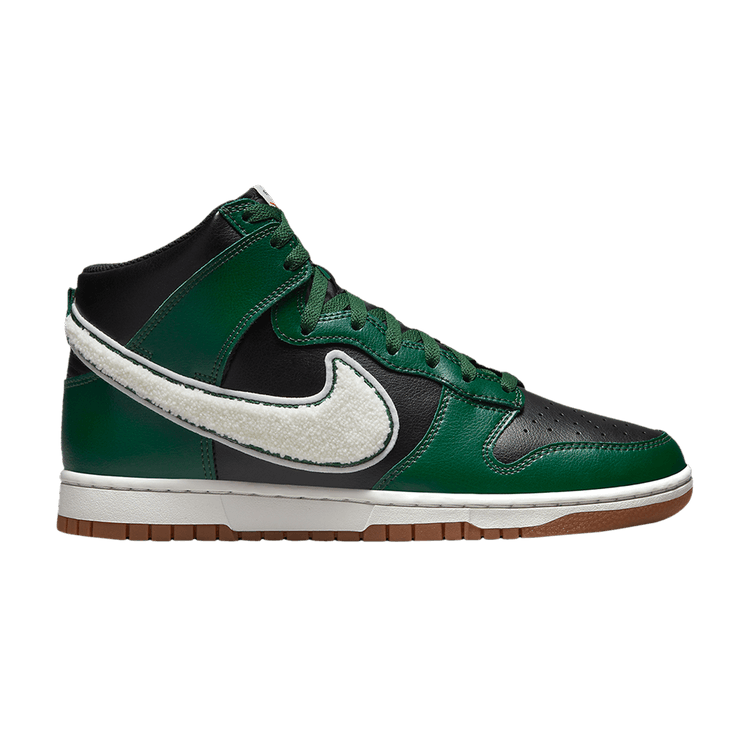 Nike Dunk High 'Chenille Swoosh - Gorge Green' — Black/Summit White/Gum Medium Brown/Gorge Green
