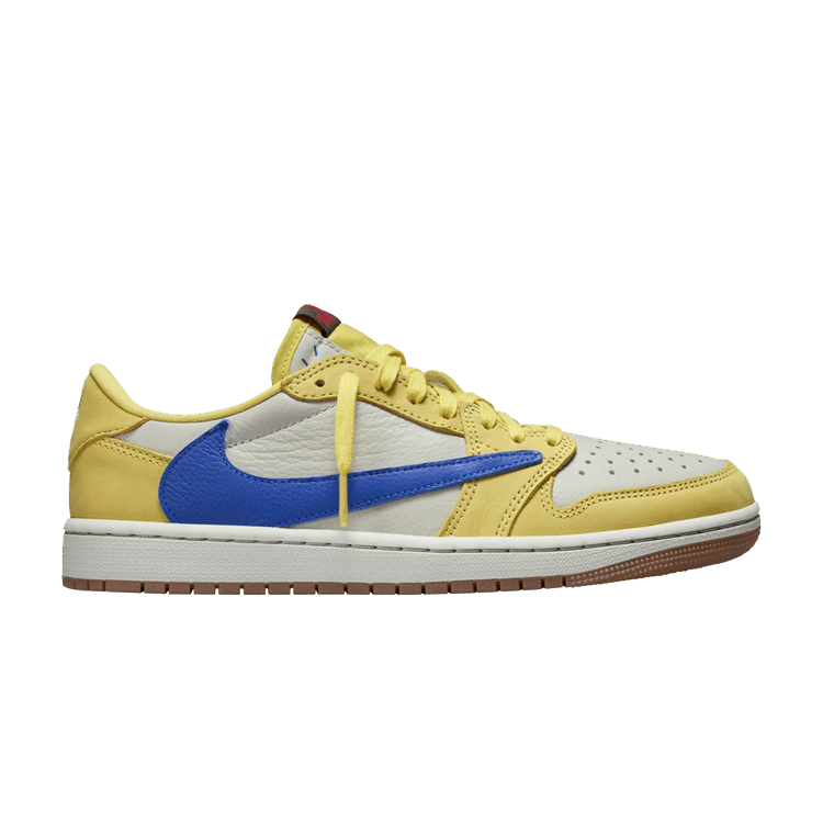 Travis Scott x Wmns Air Jordan 1 Retro Low OG SP 'Canary' Sample — Canary/Racer Blue/Light Silver/Gum Medium Brown