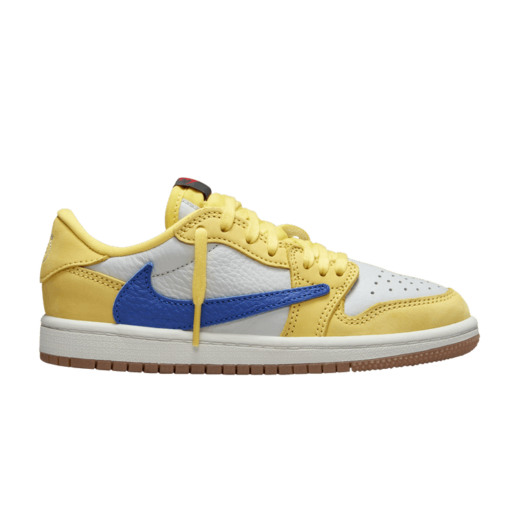 Travis Scott x Air Jordan 1 Retro Low OG SP PS 'Canary' — Canary/Racer Blue/Light Silver/Gum Medium Brown