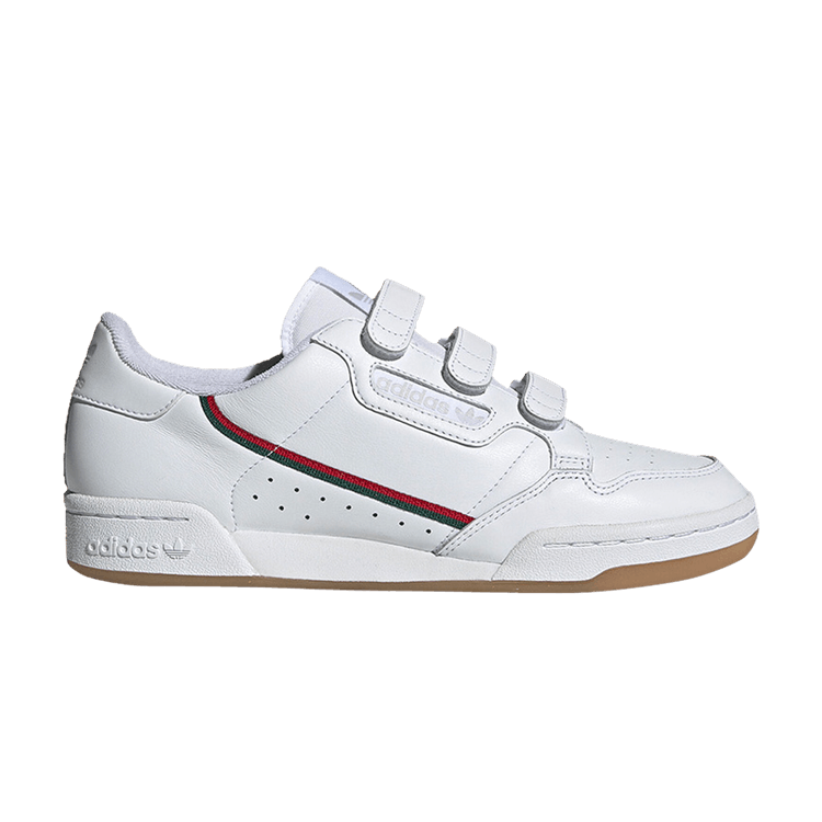 Adidas Continental 80 Strap 'Cloud White' — Cloud White/Collegiate Green/Scarlet