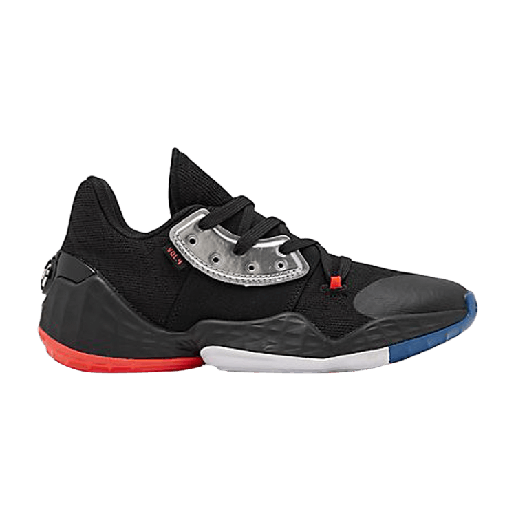 adidas Harden Vol. 4 Big Kids 'Barbershop' — Core Black/Silver Metallic/Bright Blue