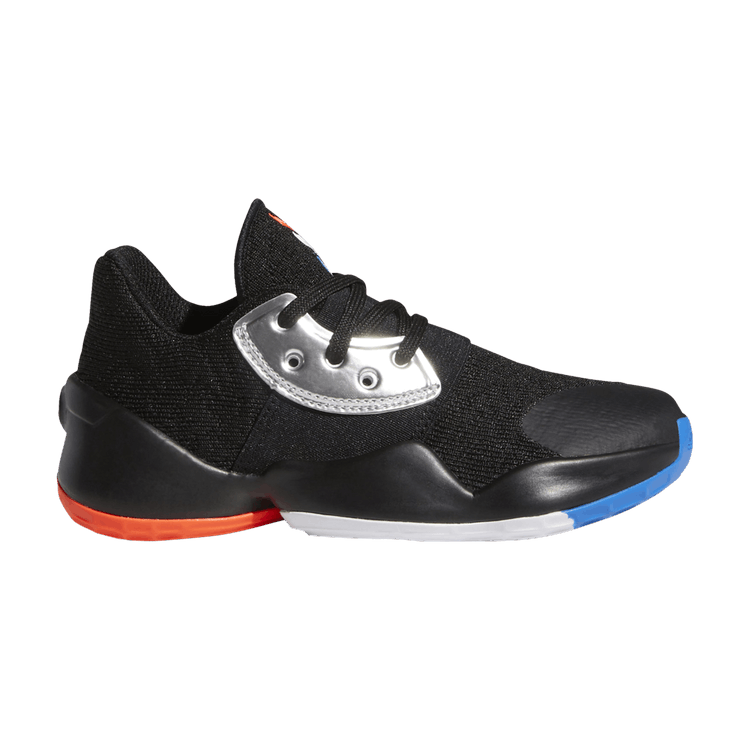 Adidas Harden Vol. 4 Little Kids 'Barbershop' — Core Black/Silver Metallic/Bright Blue