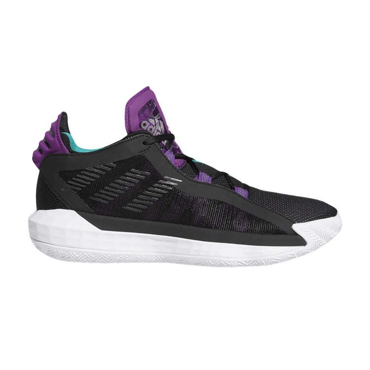 Adidas Dame 6 'Purple Tongue' — Core Black/Silver Metallic/Footwear White