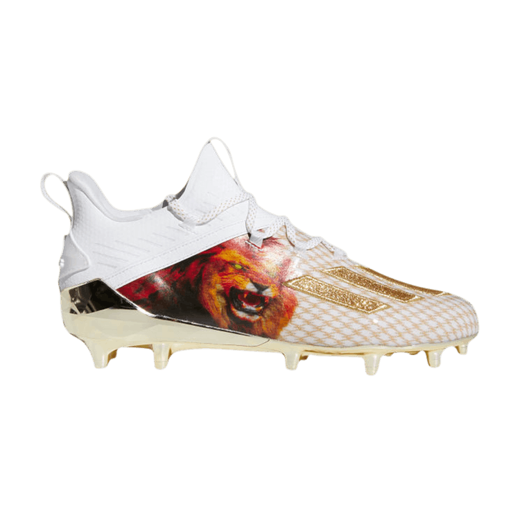 Adidas Adizero X Cleat '10th Anniversary - Lion' — Cloud White/Gold Metallic/Gold Metallic