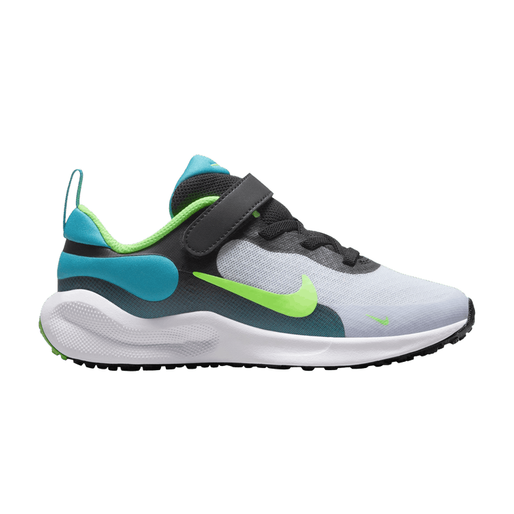 Nike Revolution 7 PS 'Football Grey Green Strike' — Black/Football Grey/Aquamarine/Green Strike