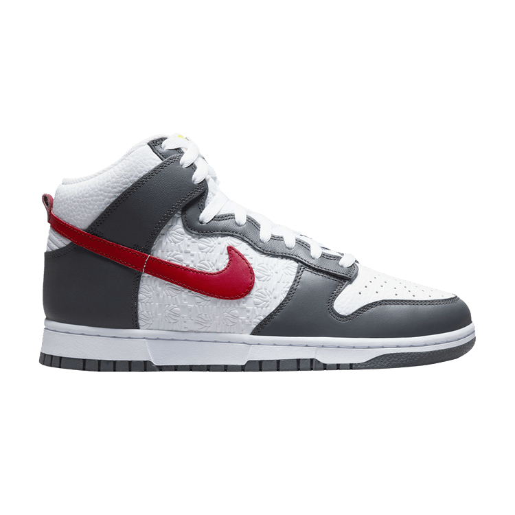 Nike Dunk High 'Embossed Hoops - Iron Grey Gym Red' — Iron Grey/Opti Yellow/White/Gym Red