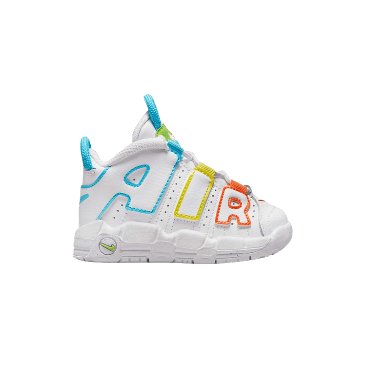 Nike Air More Uptempo TD 'White Rainbow' — White/Opti Yellow/Safety Orange/Baltic Blue