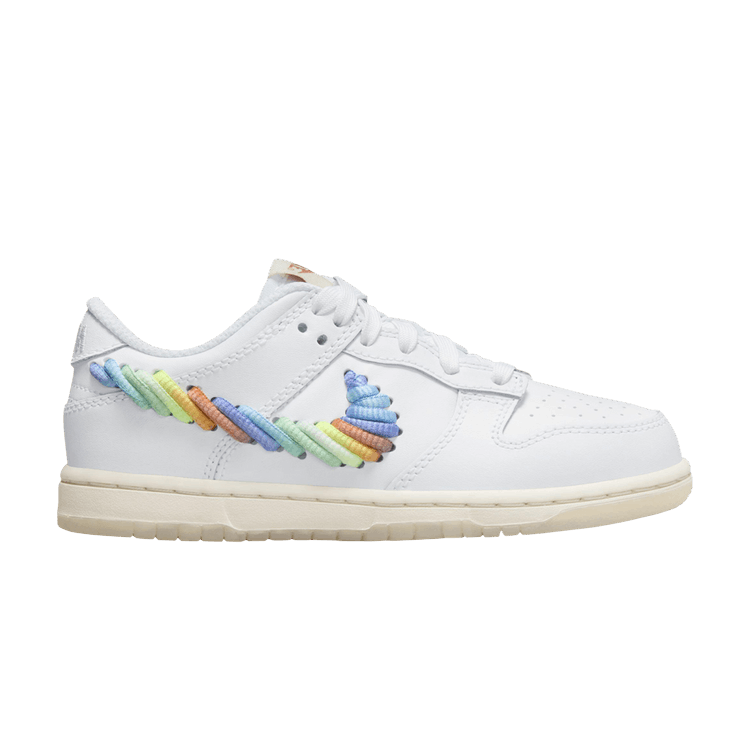 Nike Dunk Low PS 'Rainbow Lace Swoosh' — White/Multi-Color/Dark Pony/Light Silver