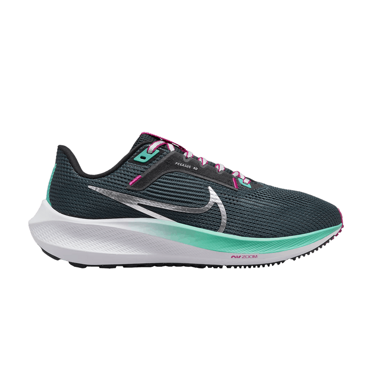 Nike Wmns Air Zoom Pegasus 40 Wide 'Deep Jungle Metallic Silver' — Deep Jungle/Black/White/Metallic Silver