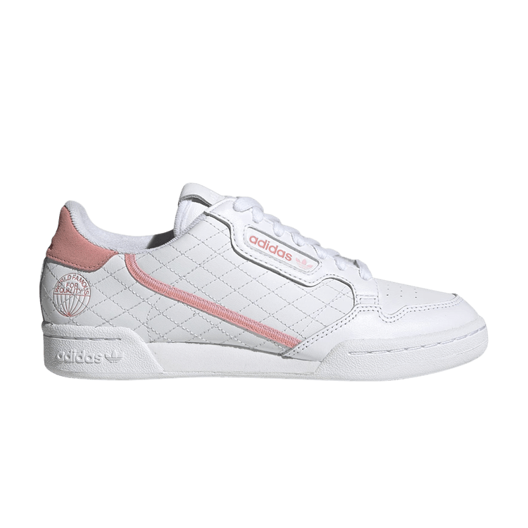 Adidas Wmns Continental 80 'World Famous For Quality - True Pink' — Cloud White/Glow Pink/True Pink