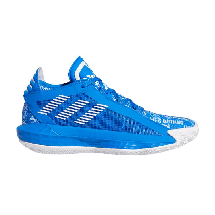 Adidas Dame 6 J 'Glow Blue' — Cloud White/Glow Blue/Core Black