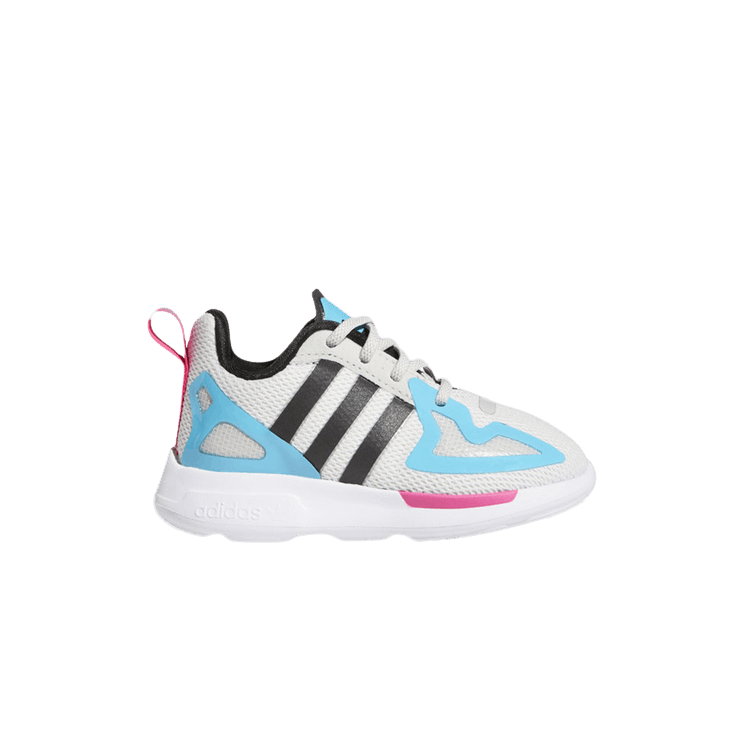 Adidas ZX 2K Flux Infant 'White Signal Cyan' — Grey/Core Black/Signal Cyan