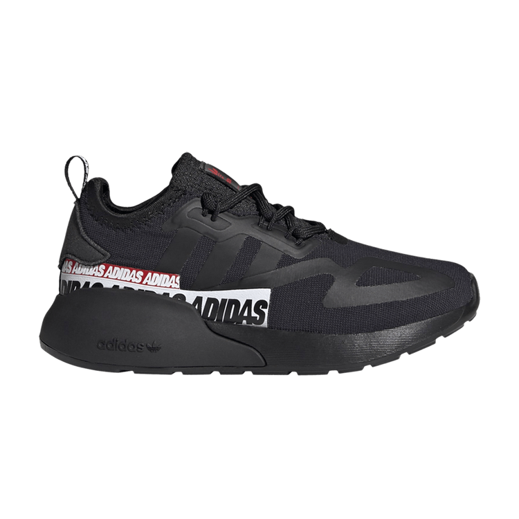 Adidas ZX 2K J 'Wordmark Heel Stripe - Black' — Core Black/Core Black/Cloud White