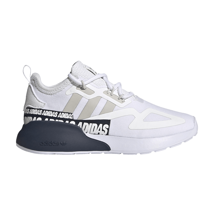 Adidas ZX 2K J 'Wordmark Heel Stripe - White' — Cloud White/Grey One/Core Black