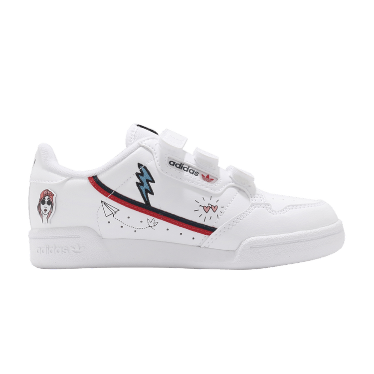 Adidas Continental 80 J 'White Graffiti' — Cloud White/Collegiate Navy/Scarlet