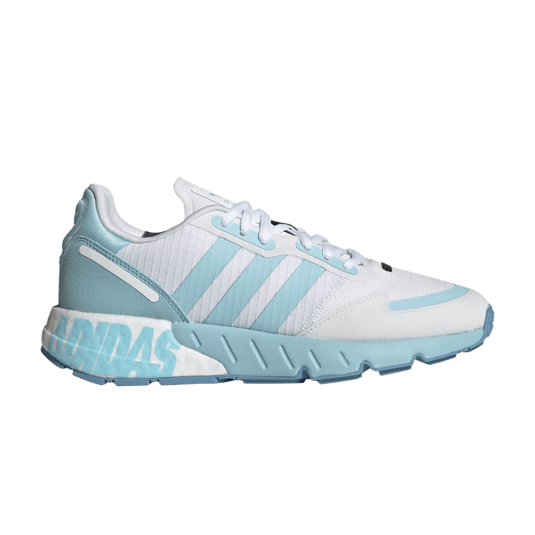 Adidas Wmns ZX 1K Boost 'Bold Logo Graphic - Hazy Sky' — Cloud White/Hazy Sky/Hazy Blue