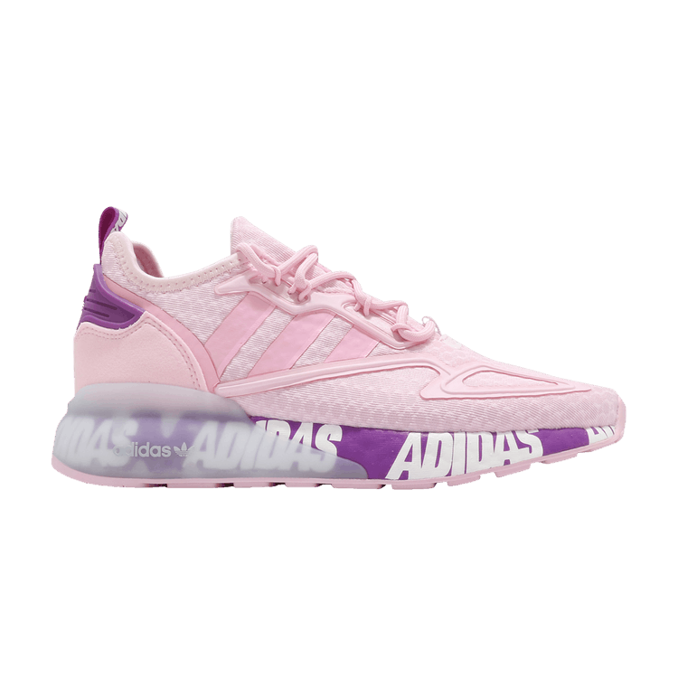 Adidas Wmns ZX 2K Boost 'Bold Logo Graphic - Pink Ultra Purple' — Clear Pink/True Pink/Ultra Purple