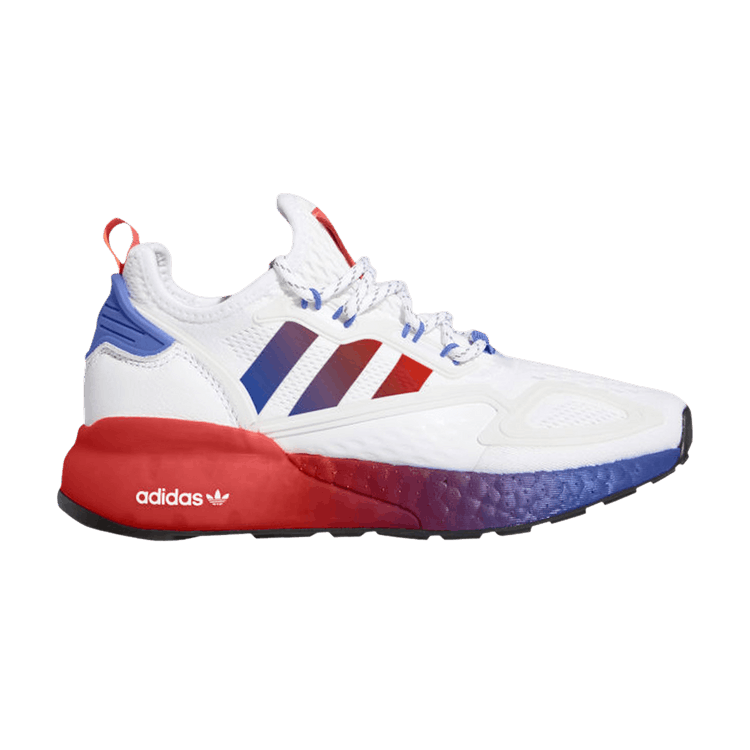 Adidas ZX 2K Boost J 'White Solar Red' — Cloud White/Solar Red/Blue
