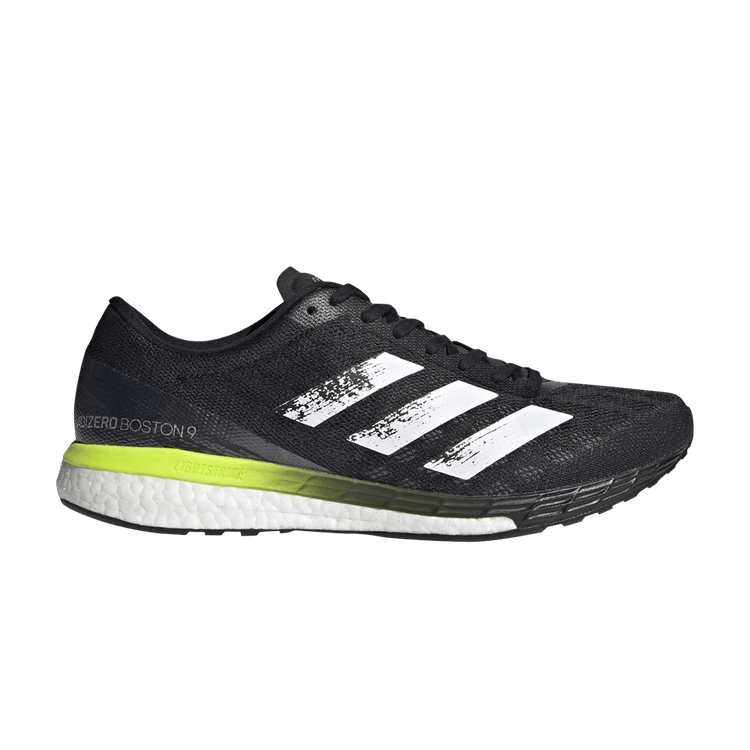 Adidas Adizero Boston 9 'Black Solar Yellow' — Core Black/Cloud White/Solar Yellow