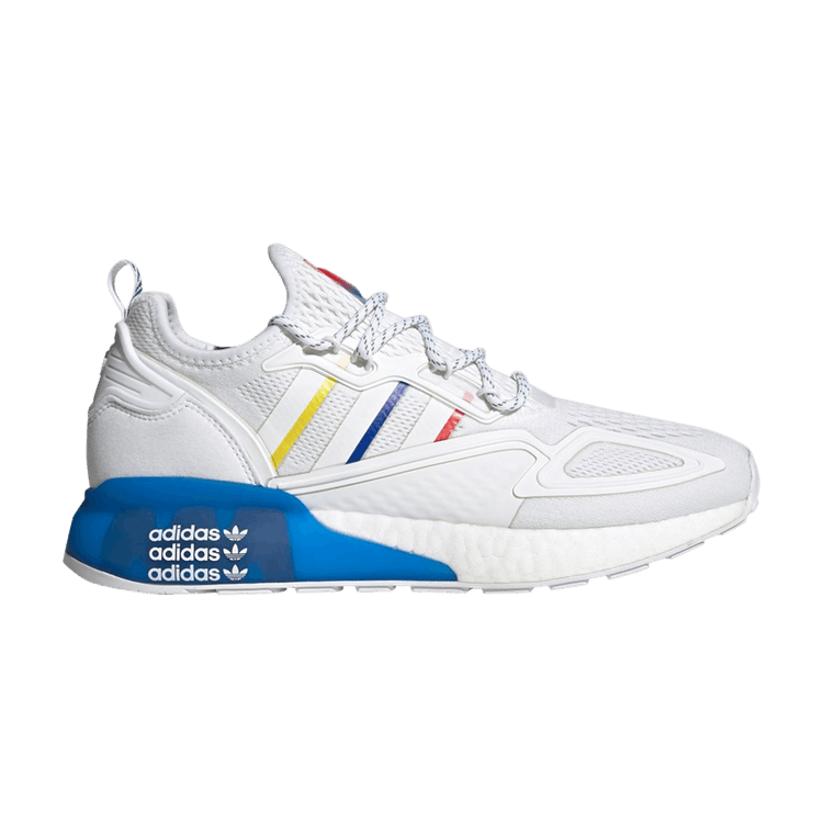 Adidas ZX 2K Boost 'Footwear White Blue' — Footwear White/Blue/Red