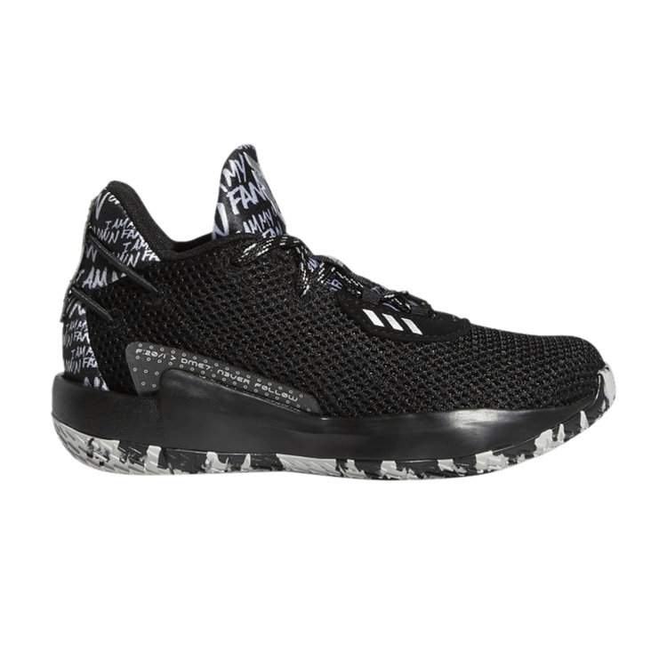 Adidas Dame 7 Little Kid 'I Am My Own Fan - Core Black' — Core Black/Silver Metallic/Core Black
