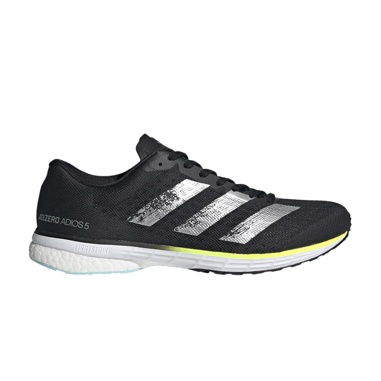 Adidas Adizero Adios 5 'Black Silver Metallic' — Core Black/Silver Metallic/Solar Yellow