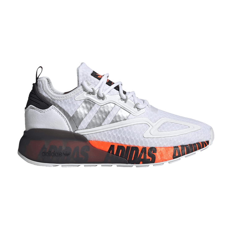 Adidas ZX 2K Boost J 'Bold Logo Graphic - White' — Cloud White/Silver Metallic/Core Black