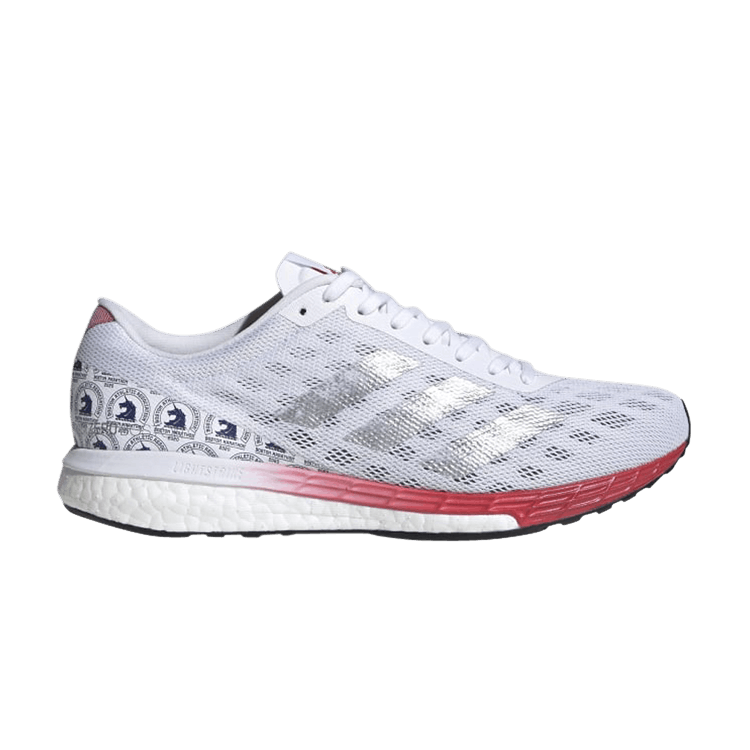 Adidas Wmns Adizero Boston 9 'White Silver Scarlet' — Cloud White/Silver Metallic/Scarlet