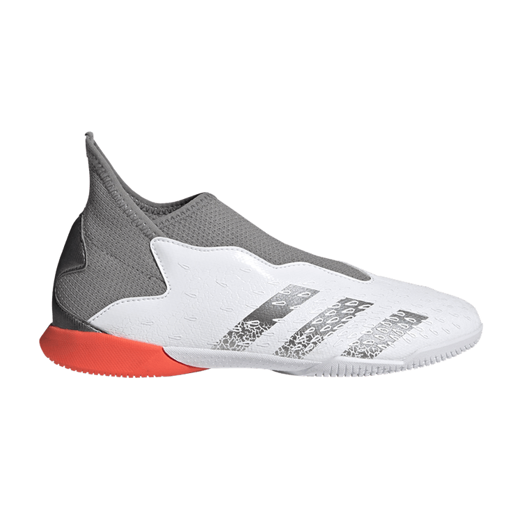Adidas Predator Freak.3 Laceless IN J 'Demonscale - White Solar Red' — Cloud White/Iron Metallic/Solar Red