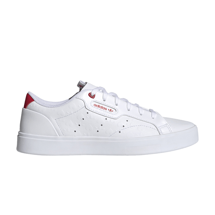 Adidas Wmns Sleek 'Heart Embossed - White Scarlet' — Cloud White/Scarlet/Core Black