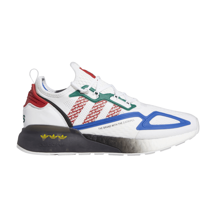Adidas ZX 2K Boost 'Logo Print' — Cloud White/Cloud White/Scarlet