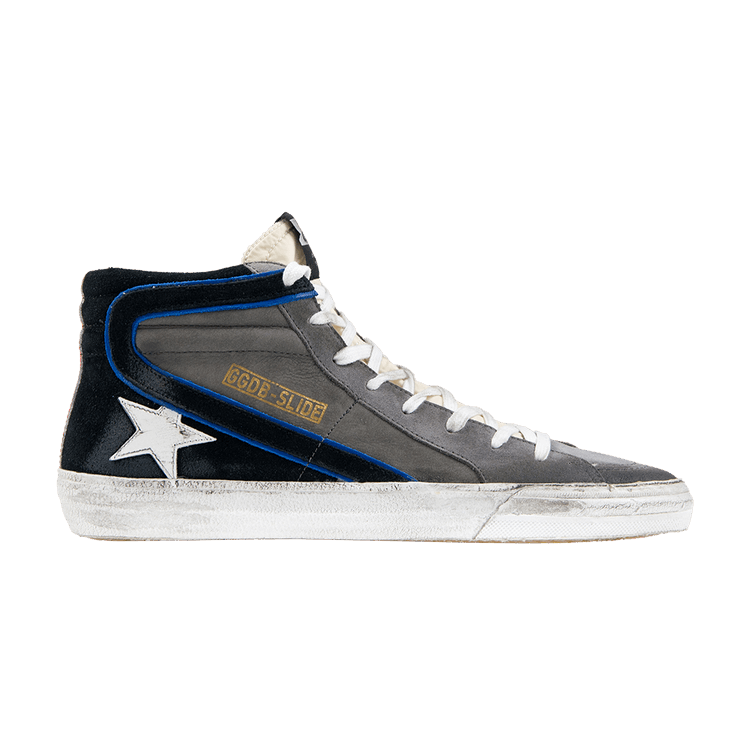 Golden Goose Distressed Slide High 'Grey Black' — Light Grey/Black/White/Orange Fluo