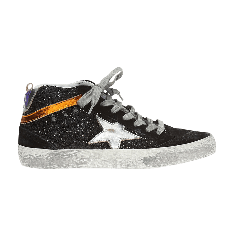Golden Goose Wmns Mid Star 'Black Silver Glitter' — Black/Silver