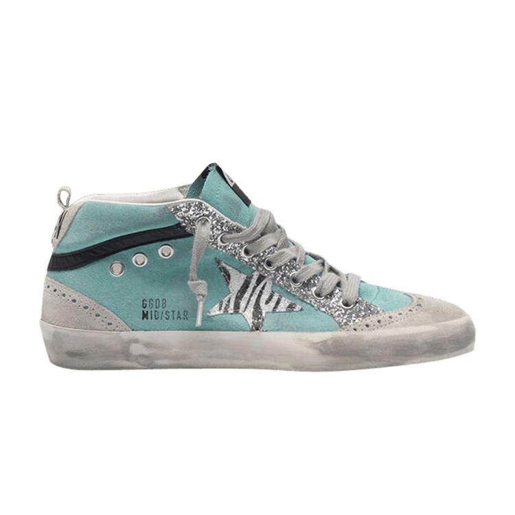 Golden Goose Wmns Mid Star 'Zebra Print' — Teal