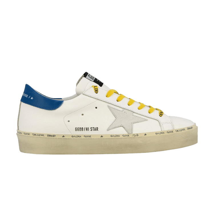 Golden Goose Hi Star 'White Blue Yellow' — White/Blue/Light Yellow/Metallic Silver