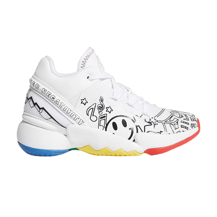 Adidas D.O.N. Issue #2 Little Kids 'Determination Over Negativity' — Footwear White/Red/Blue
